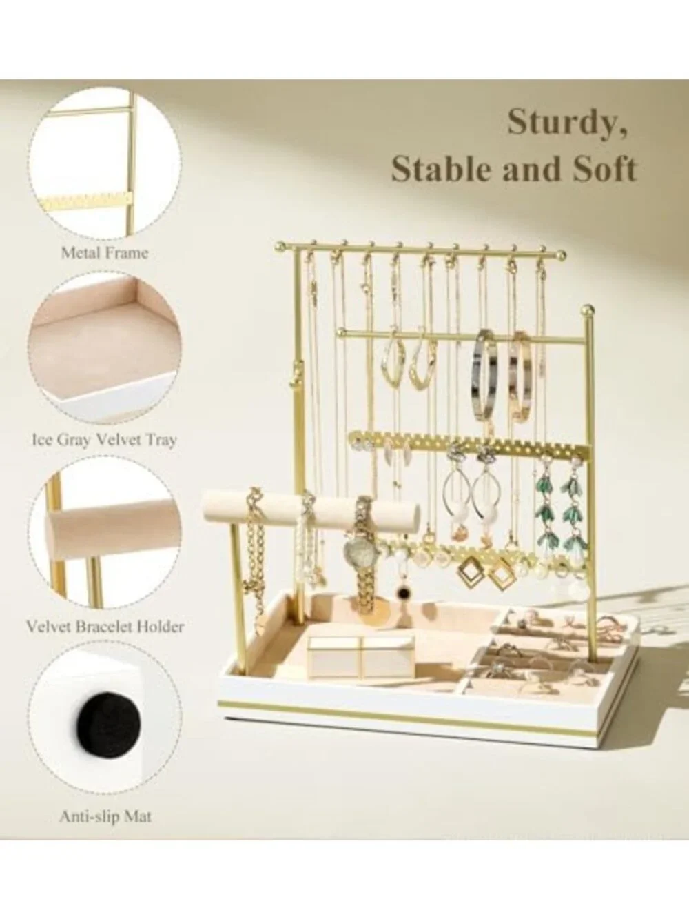 5-Tier Jewelry Organizer Necklace Holder - Stylish Storage for Accessories